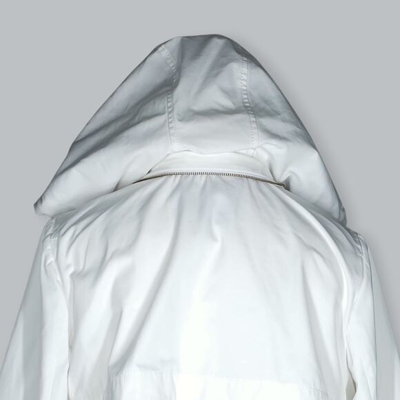 Banana Republic Jacket Womens XXS White Hooded Full Zip Parka Drawstring Waist - Picture 8 of 11